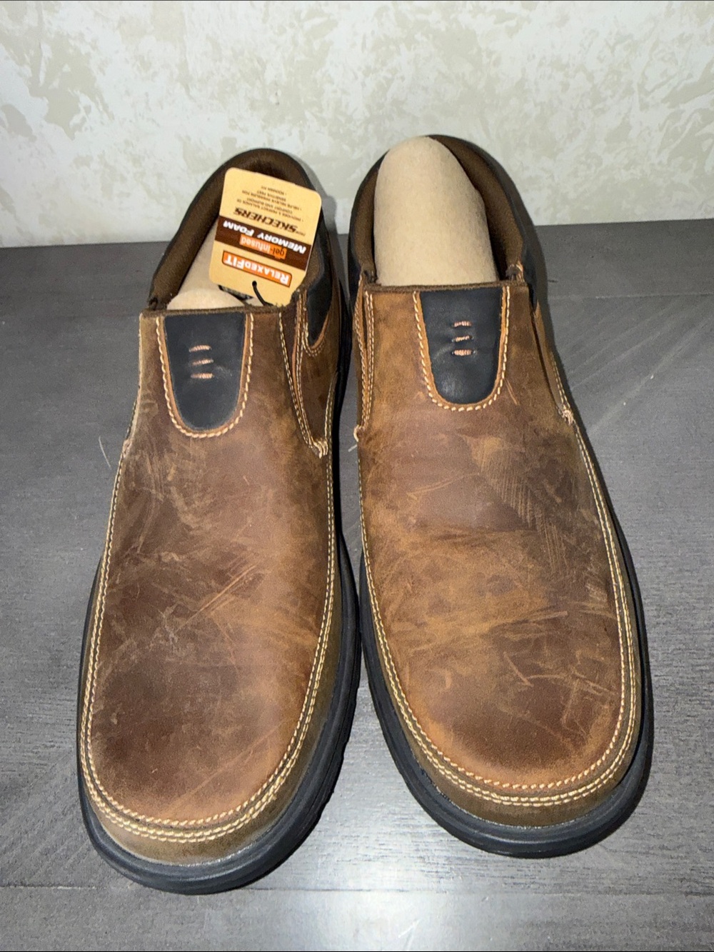 Skechers Men's Brown Leather Slip-On Casual Loafers